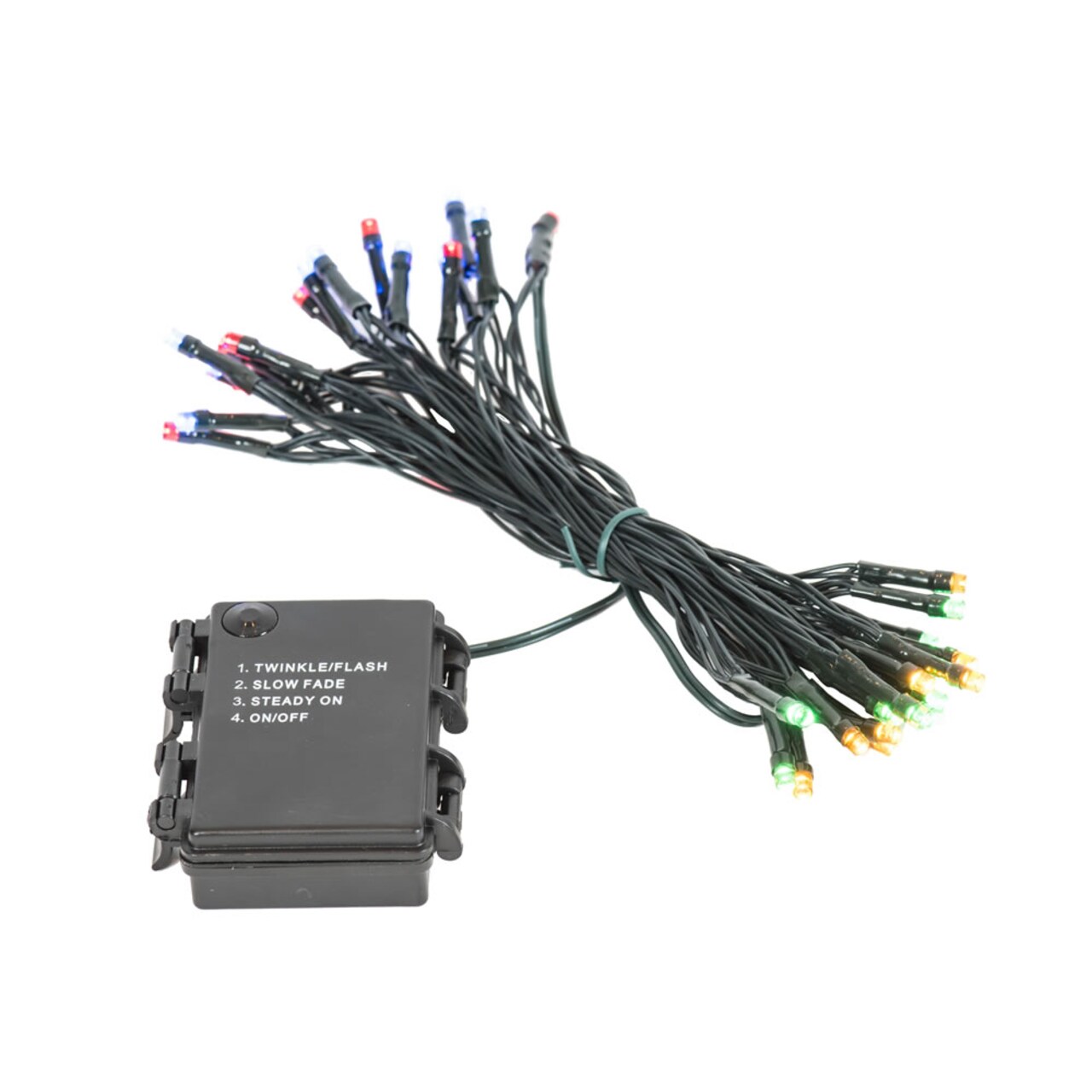 Vickerman 35Lt Battery Operated Multi/Green Wire LED Outdoor Timer Set